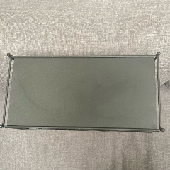 Two-Tier Metal Organizer Etagere Wooden Handle Accents Rustic Industrial#0725258 - Picture 15 of 16